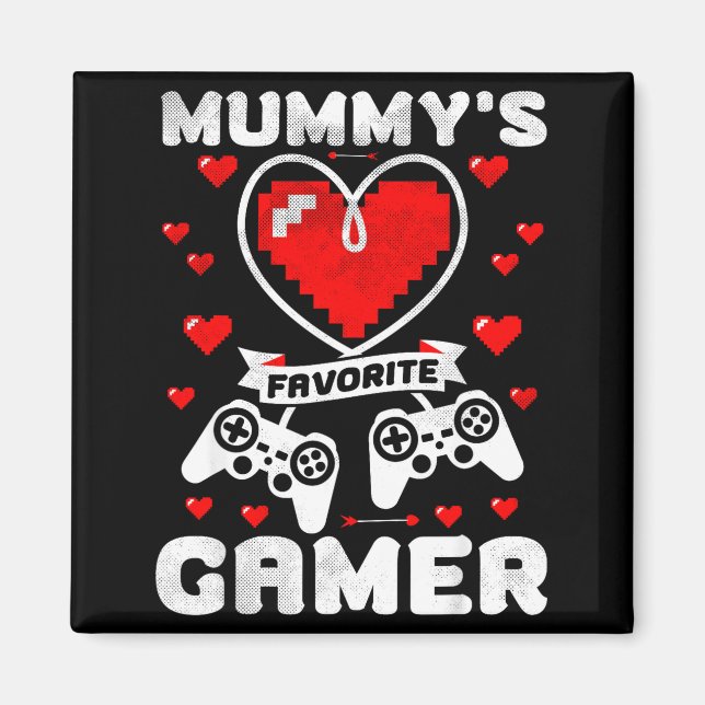 Imán Mummy's Favorite Gamer Funny Boys Kids Valentine's (Frente)