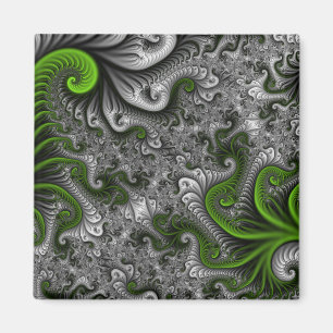 Imán Mundo de fantasía verde y gris arte abstracto frac
