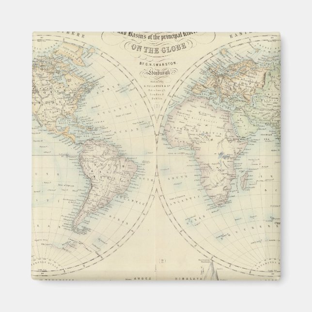 Imán Mundo en hemisferios (Frente)