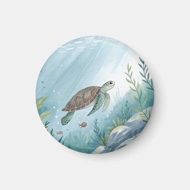 Imán Mundo submarino con tortuga (Frente)