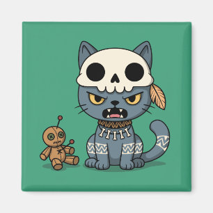 Imán Muñeca de Vudú de Gato Bruja Verde
