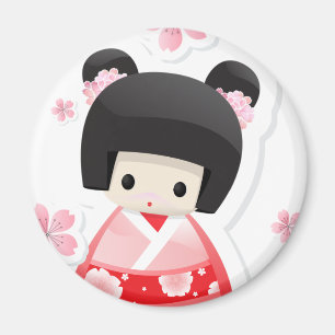 Imán Muñeca japonesa del geisha - serie de los bollos