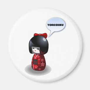 Imán Muñeca japonesa Kokeshi - Yoroshiku