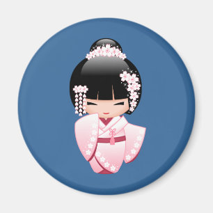 Imán Muñeca kokeshi blanca - Chica Cute Geisha