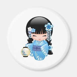Imán Muñeca Kokeshi de Invierno - Chica Geisha Japonés