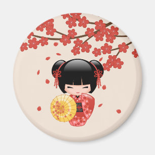 Imán Muñeca Kokeshi de Sakura Roja Geisha Japonesa sobr
