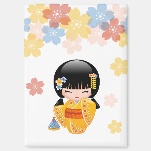 Imán Muñeca kokeshi de verano - Chica Geisha de Kimono