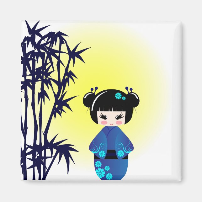 Imán Muñeca Kokeshi y bambú (Frente)