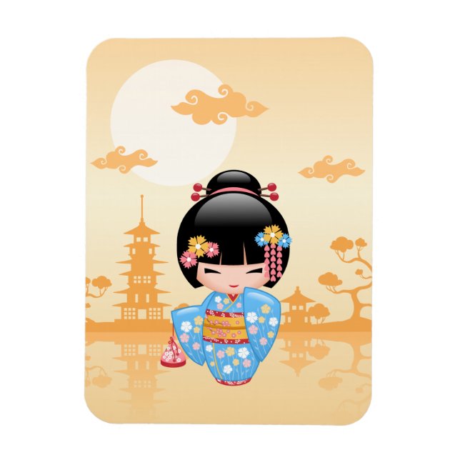 Imán Muñeca Maiko Kokeshi - Chica Geisha japonés (Vertical)