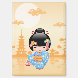 Imán Muñeca Maiko Kokeshi - Lindo niña Geisha Japonesa