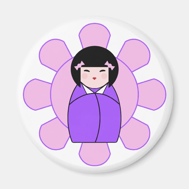 Imán Muñeca morada Kokeshi (Frente)