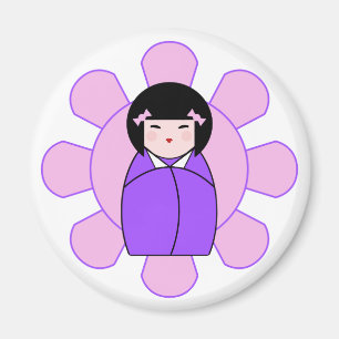 Imán Muñeca púrpura de Kokeshi
