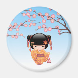 Imán Muñeca Ume Kokeshi - Azul Chica Geisha japonés