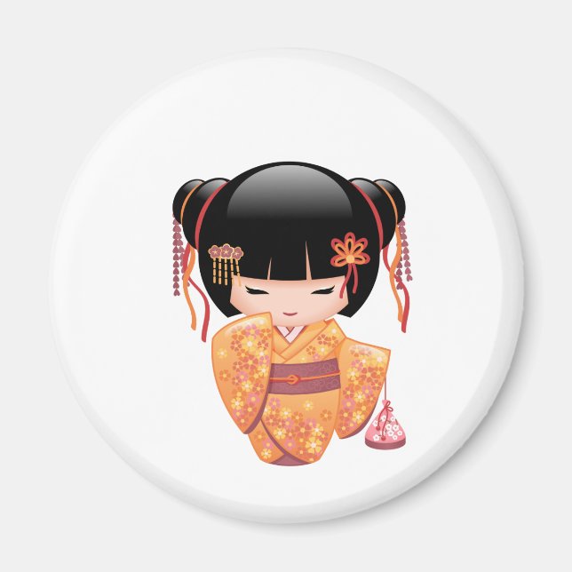 Imán Muñeca Ume Kokeshi - Chica Geisha de la enseñanza  (Frente)