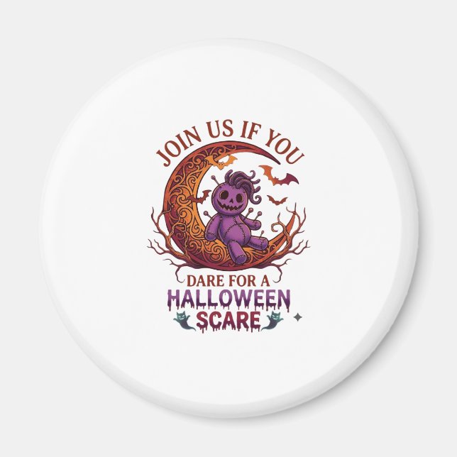 Imán Muñeca Voodoo Crescente de Halloween Atrevida Purp (Frente)