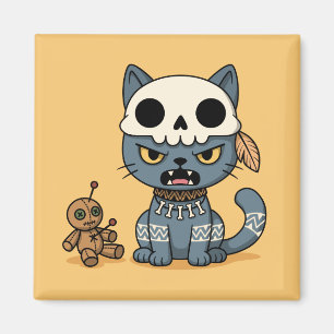 Imán Muñeca Vudú de Gato Bruja Amarillo