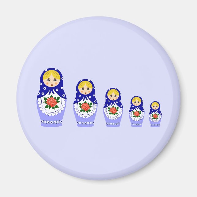 Imán Muñecas de aroma matoshka rusas azules (Frente)