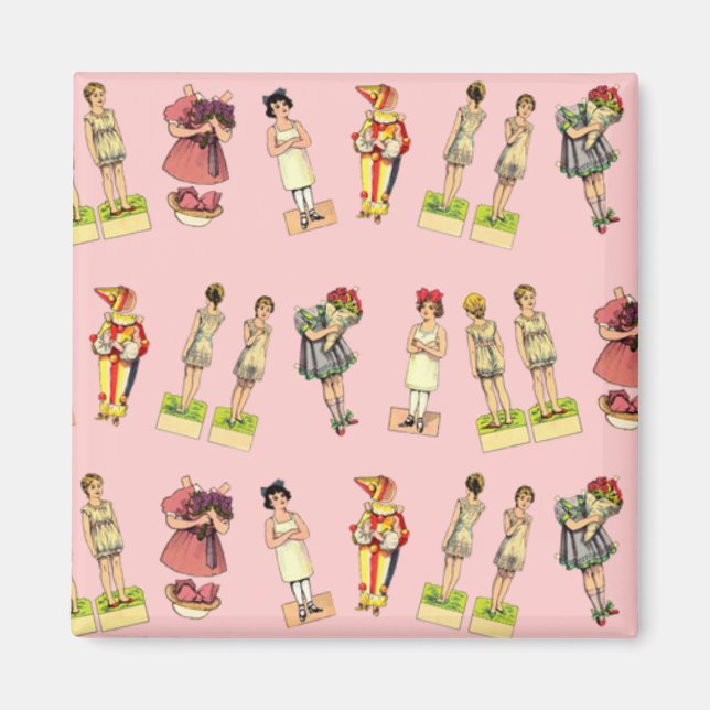 Imán Muñecas de papel de cosecha (Frente)