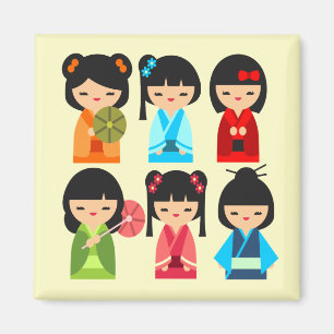 Imán Muñecas japonesas cute kokeshi