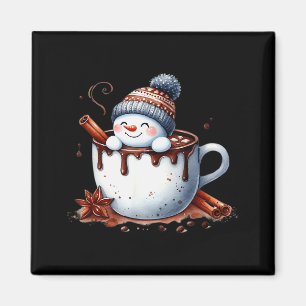 Imán Muñeco de nieve de chocolate caliente de Navidad l
