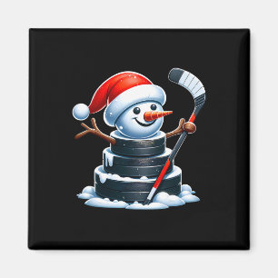 Imán Muñeco de nieve de disco de hockey sobre hielo de