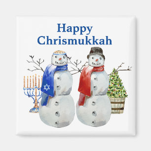 Imán Muñeco de nieve de Hanukkah Navidad Chrismukkah