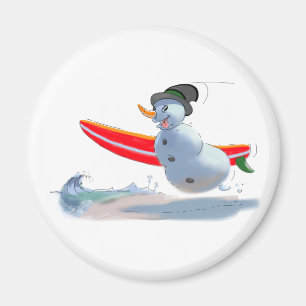 Imán muñeco de nieve de la persona que practica surf