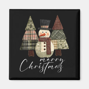 Imán Muñeco de nieve de patchwork, árbol de Navidad de