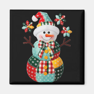 Imán Muñeco de nieve de patchwork Navidad Preppy Lindo