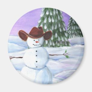 Imán Muñeco de nieve del vaquero