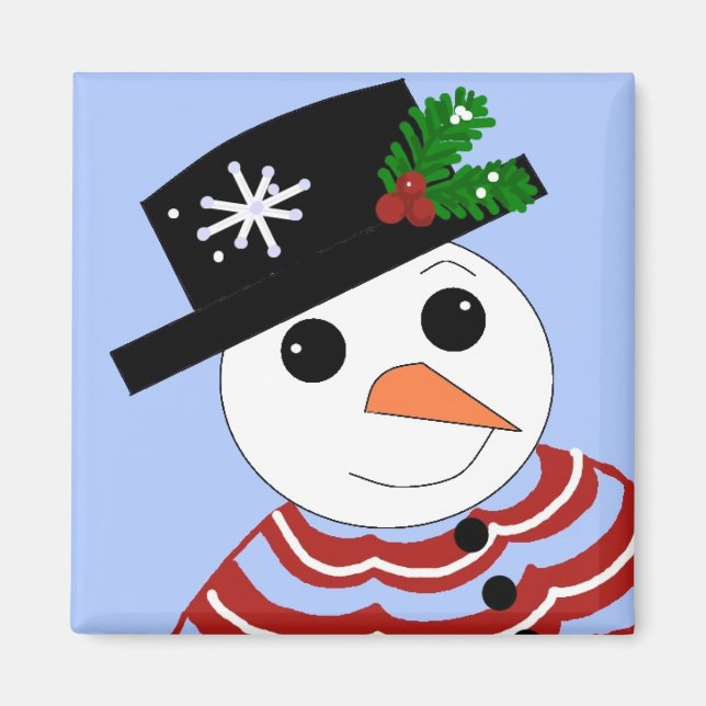 Imán Muñeco de nieve festivo (Frente)