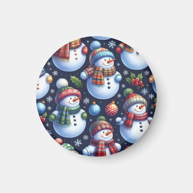 Imán Muñeco de Nieve Festivo Acogedor (Frente)
