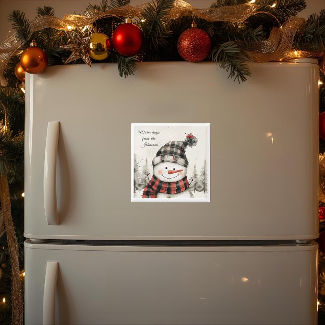 Imán Muñeco de nieve personalizado de Navidad con apell (Subido por el creador)