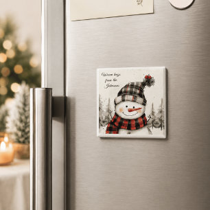Imán Muñeco de nieve personalizado de Navidad con apell