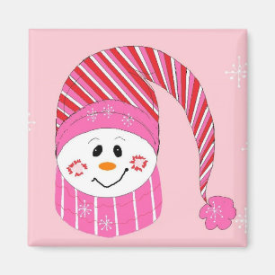 Imán Muñeco de nieve rosa
