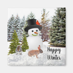 Imán Muñeco de nieve y amigos Feliz temporada de invier