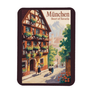Imán Múnich Alemania Baviera Ilustración Arte Viaje