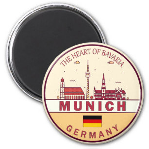 Imán Múnich Alemania City Skyline Emblem