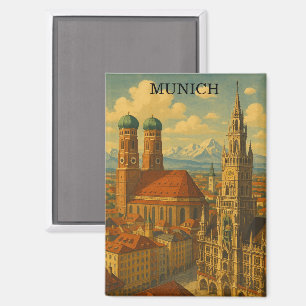 Imán Munich Bavaria Alemania Viaje de Vintage