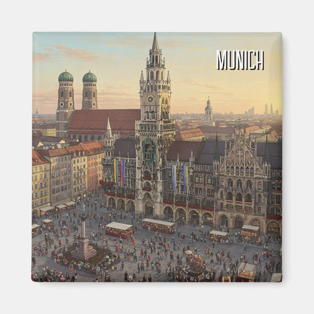 Imán Munich Marienplatz Alemania Viaje (Frente)