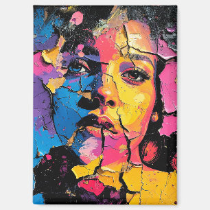 Imán Mural de belleza de pintura rota piel Profundo