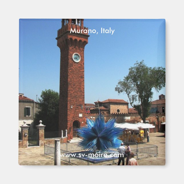 Imán Murano, Italia Torre de Reloj y Escultura de vidri (Frente)