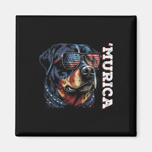Imán Murica Patriotic Rottweiler 4 De Julio Perro (Frente)