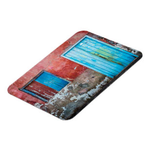 Imán Muro rojo, azul y gris, puerta y ventana