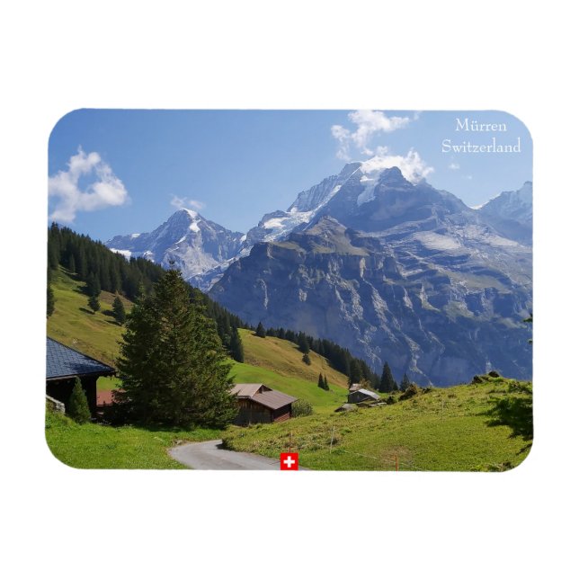 Imán Mürren, Suiza. Día de verano en los Alpes suizos (Horizontal)