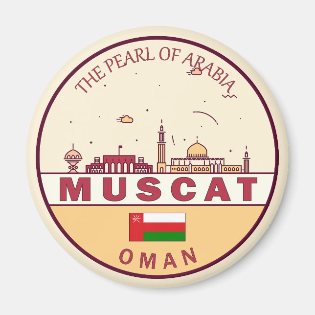 Imán Muscat Oman City Skyline Emblem (Frente)