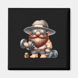 Imán Muscleman Gnome Con Dumbbels Funny Fitness Worki