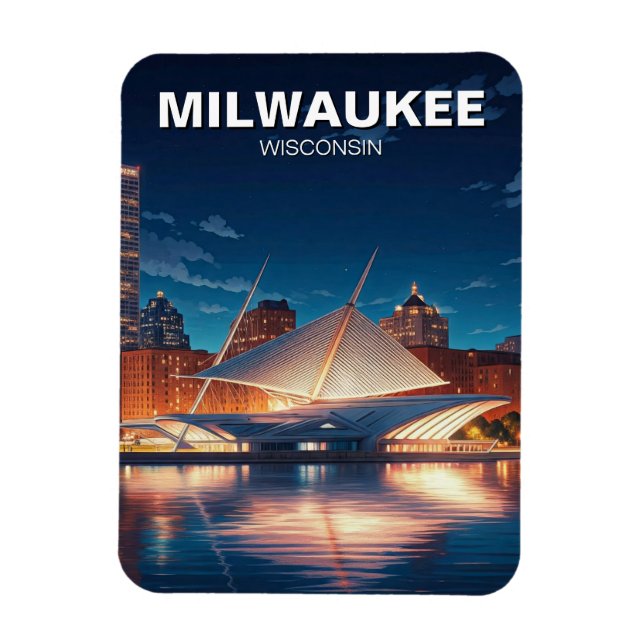 Imán Museo de Arte de Milwaukee Viaja de noche (Vertical)