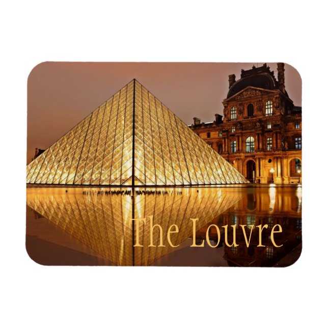 Imán Museo del Louvre de noche, París, Francia (Horizontal)