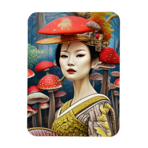 Imán Mushroom Geisha Surreal Fantasy Art